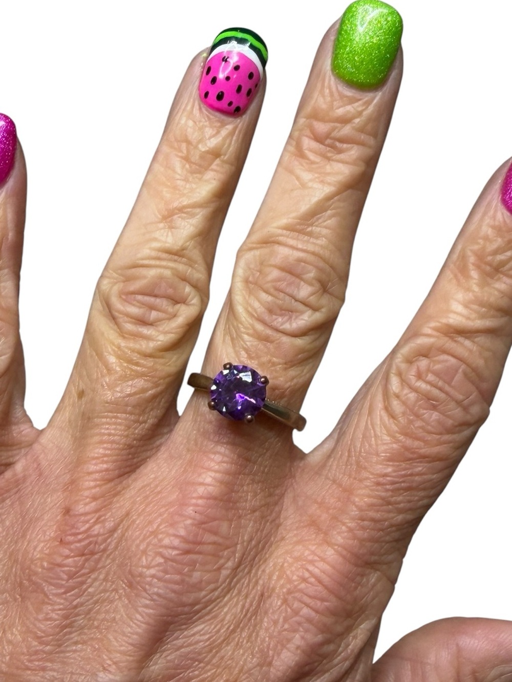 10/$25🦋 Boutique Silver Tone Purple Round Stone Fashion Ring - Size 6.5